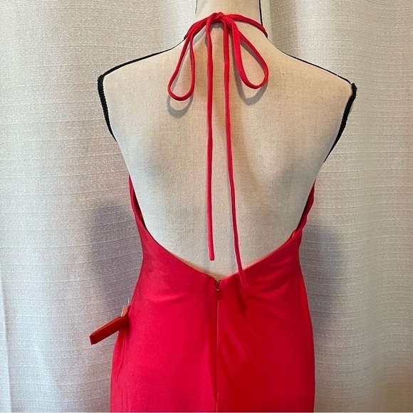 Ieena Mac Duggal Sleeveless Halter Pleated Open Back Gown Red Sz 2 NWT 26623 - Picture 13 of 13